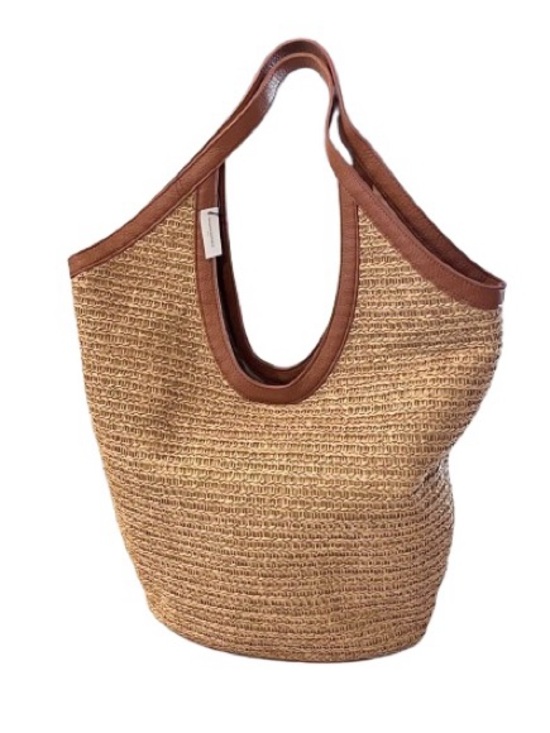 🆕- Banana Republic- Woven Hobo Straw Tote Bag with Brown Trim - Picture 6 of 9